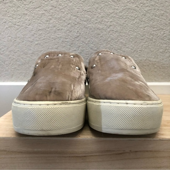 Rebecca Minkoff Noelle Beige Cream Studded Velvet Slip On Sneakers 9.5 - Picture 4 of 7